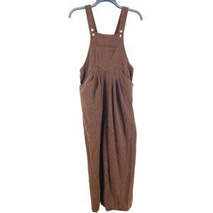 Zesica Womens Medium Brown Corduroy Overalls Jumpsuit Stretch Wide Leg